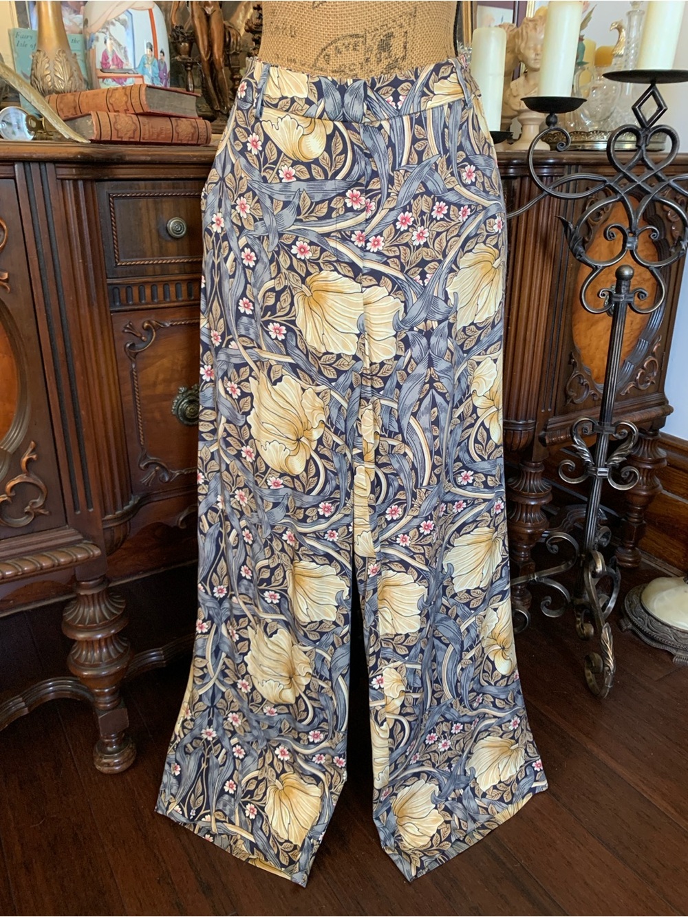 Vintage William Morris-inspo Floral Print Boho Hippie Gypsie Pants Slacks